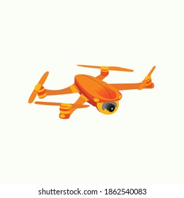 Drone with action Camera Quadcopter with a Camera Modern Design of a Quadcopter Vector Illustration