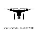Drone aerial camera black icon, drones, unmanned aerial vehicles UAV vector symbol