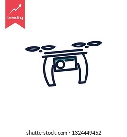 Drone aerial camera icon graphic design logo illustration - Vector