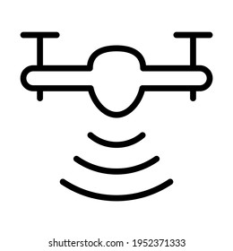  Drone aerial camera icon. Vector Illustration. Outline vector icon for web design isolated on white background.