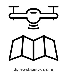 Drone aerial camera icon. Vector Illustration. Outline vector icon for web design isolated on white background.