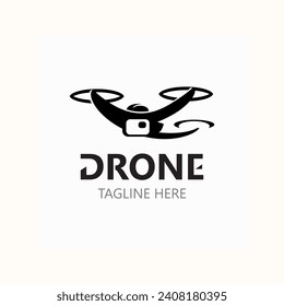 Drone aerial with camera vector template icon. logo photography drone vector. quadcopter flat style illustration