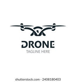 Drone aerial with camera vector template icon. logo photography drone vector. quadcopter flat style illustration