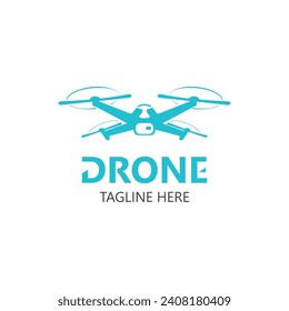 Drone aerial with camera vector template icon. logo photography drone vector. quadcopter flat style illustration