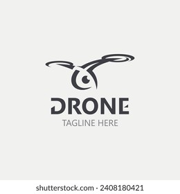 Drone aerial with camera vector template icon. logo photography drone vector. quadcopter flat style illustration