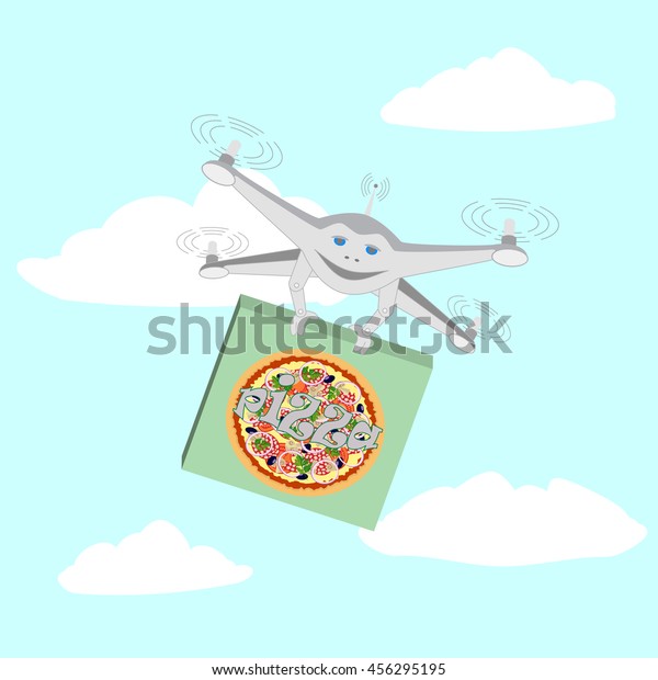 Drone. Air\
delivery pizza. Series cartoon\
Drones