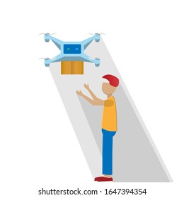 Drone. Air delivery. Vector illustration