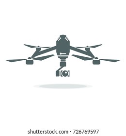 Drone and aircraft icon concept - Quad copter drone illustration vector isolated on white background, Ue for aircraft content.