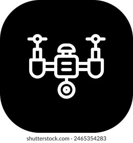 Drone Künstliche Intelligenz Ikone mit schwarz gefüllten Linie Umriss Stil. Drone, Technologie, Innovation, Luftaufnahmen, Fernbedienung, Hubschrauber, Propeller. Vektorillustration