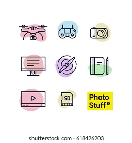 Drone assets Vector icon set