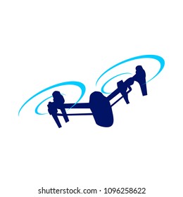 Drone Attack Blue Symbol Logo Design