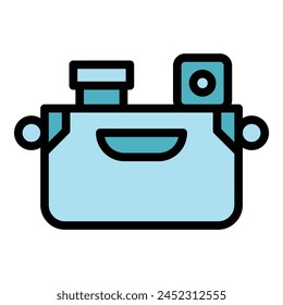 Drone bag icon outline vector. Aerial camera. Camera city color flat
