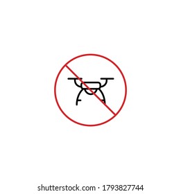 Drone ban, prohibited drone simple thin line icon vector illustration