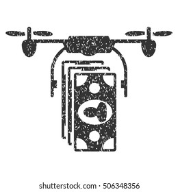 Drone Banknotes Payment grainy textured icon for overlay watermark stamps. Flat symbol with dirty texture. Dotted vector gray ink rubber seal stamp with grunge design on a white background.