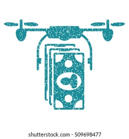 Drone Banknotes Payment grainy textured icon for overlay watermark stamps. Flat symbol with dirty texture. Dotted vector soft blue ink rubber seal stamp with grunge design on a white background.