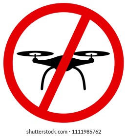 Drone is banned, restricted and regulated. Technological flying remote device with no permission to enter into aerial zone, area and territory. Vector illustration
