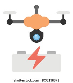 
Drone and a battery symbolising drone battery charging
