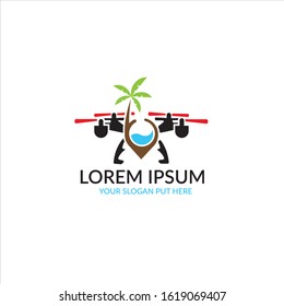 Drone beach video recorder logo design vector eps