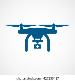 Drone Blue Flat Icon On White Background