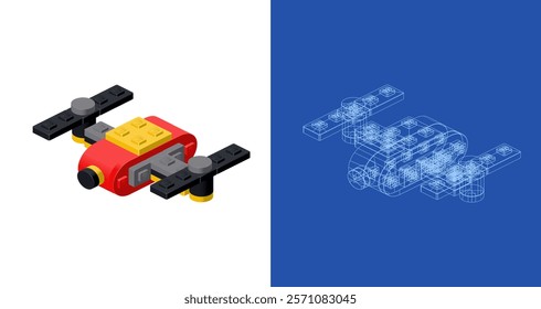 Drone blueprint project idea and implementation. Vector