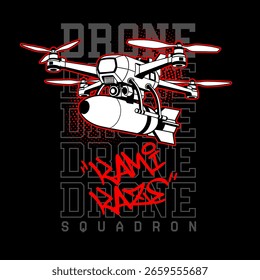 Drone con el accesorio de la bomba, Ilustración vectorial