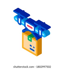 drone box delivering icon vector. isometric drone box delivering sign. color isolated symbol illustration