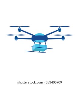 Drone with box. Quadrocopter delivery
