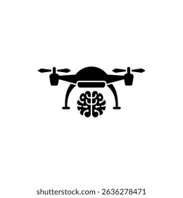 Drone with brain icon representing AI-powered intelligent flying device
