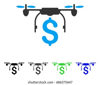 Drone Business flat vector illustration. Colored drone business gray, black, blue, green icon versions. Flat icon style for graphic design.