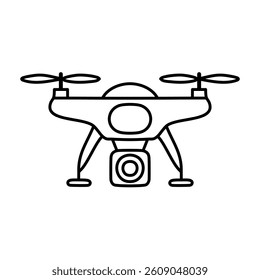 Drone with camera black outline icon. Technology vector illustration.