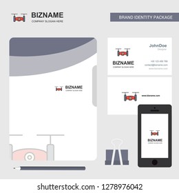 Drone camera Business Logo, File Cover Visiting Card and Mobile App Design. Vector Illustration