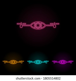 drone con la cámara color neón set. Línea delgada simple, contorno vector de iconos de drones para ui y ux, sitio web o aplicación móvil