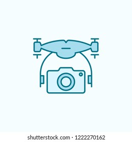 drone with camera  field outline icon on light background