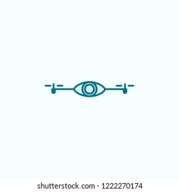 drone with camera  field outline icon on light background