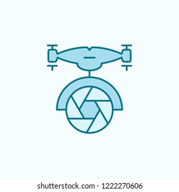 drone with camera  field outline icon on light background