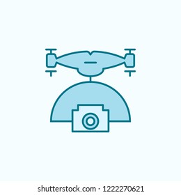 drone with camera  field outline icon on light background