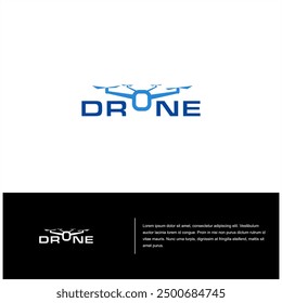 Drone camera flying logo for spray building agriculture or photographer video studio service