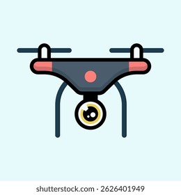 Drone camera flying in sky flat design Illustration