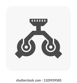 Drone camera icon 360 recording. Including gimbal, rotation control and stabilizer. Digital camera for recording video and take photo from aerial view. Also use to survey and surveillance. Vector icon