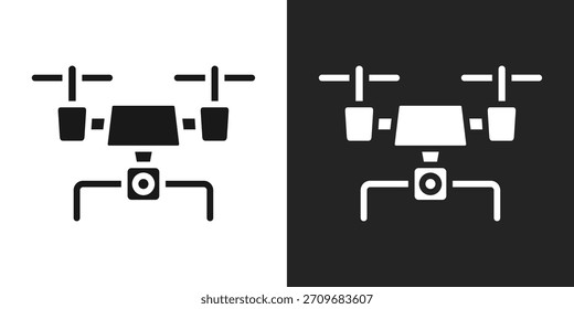 Drone Camera Icon In Black And White Glyph Style