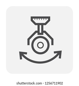 Drone camera icon. Also called action camera or digital camera for recording video and take photo from aerial view. Also use to survey and surveillance.That compact, rugged and waterproof. Vector icon