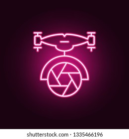 drone with camera icon. Elements of Drones in neon style icons. Simple icon for websites, web design, mobile app, info graphics