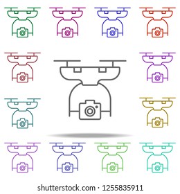 drone with camera icon. Elements of intelligence in multi color style icons. Simple icon for websites, web design, mobile app, info graphics