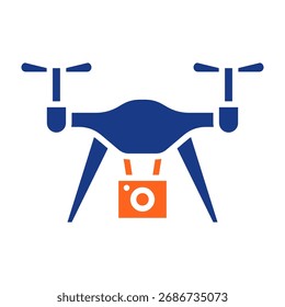 Ilustración vectorial de llenado de iconos de cámara de drones