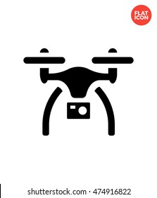 Drone with camera Icon Flat Style Isolated Vector Illustration