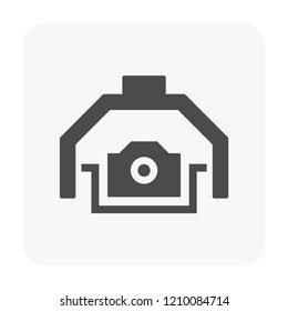 Drone camera icon. Including gimbal, rotation control and stabilizer. Digital camera for recording video and take photo from aerial view. Also use to survey and surveillance. Compact and waterproof.