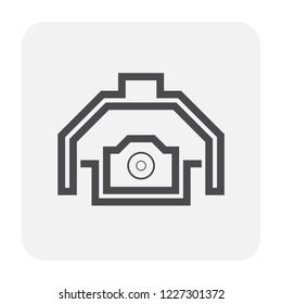 Drone camera icon. Including gimbal, rotation control and stabilizer. Digital camera for recording video and take photo from aerial view. Also use to survey and surveillance. Compact and waterproof.