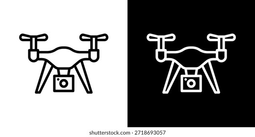 Drone Camera Icon Of Line Black And White Style