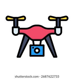 Drone Camera Icon Lineal Color Vector Illustration