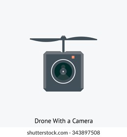 Drone with a camera icon suitable for info graphics, websites and print media and  interfaces. Color vector icon.